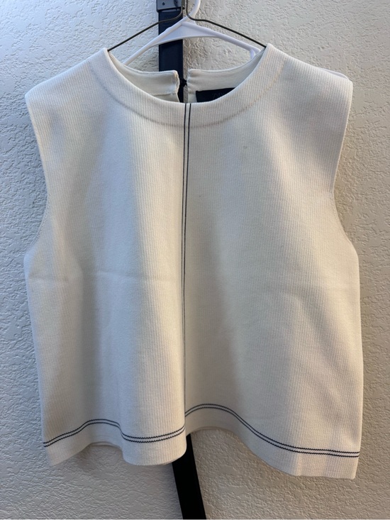 Zara Tops - Zara Cream Sleeveless Top with Black Contrast Stitching